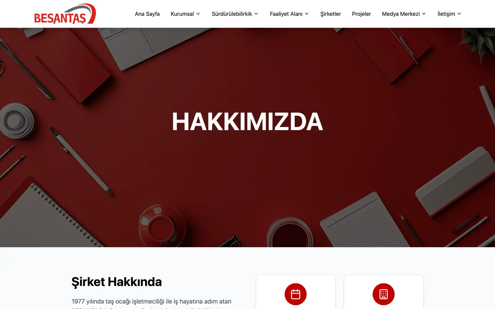 Corporate pages — desktop + mobile